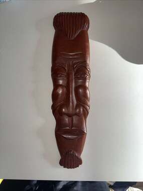 Hand Carved Long Face African Tribal Wood Mask Wall Hanging Art Decor